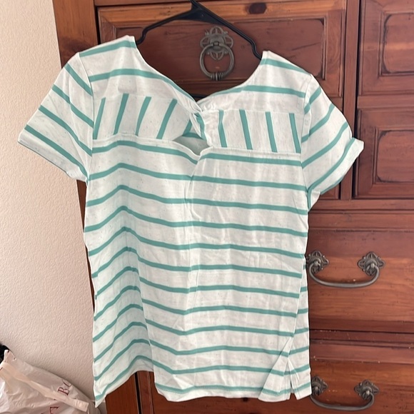 NWOT T By Talbots Women’s Mint Green Striped Tee Tops Size Large - Picture 2 of 6